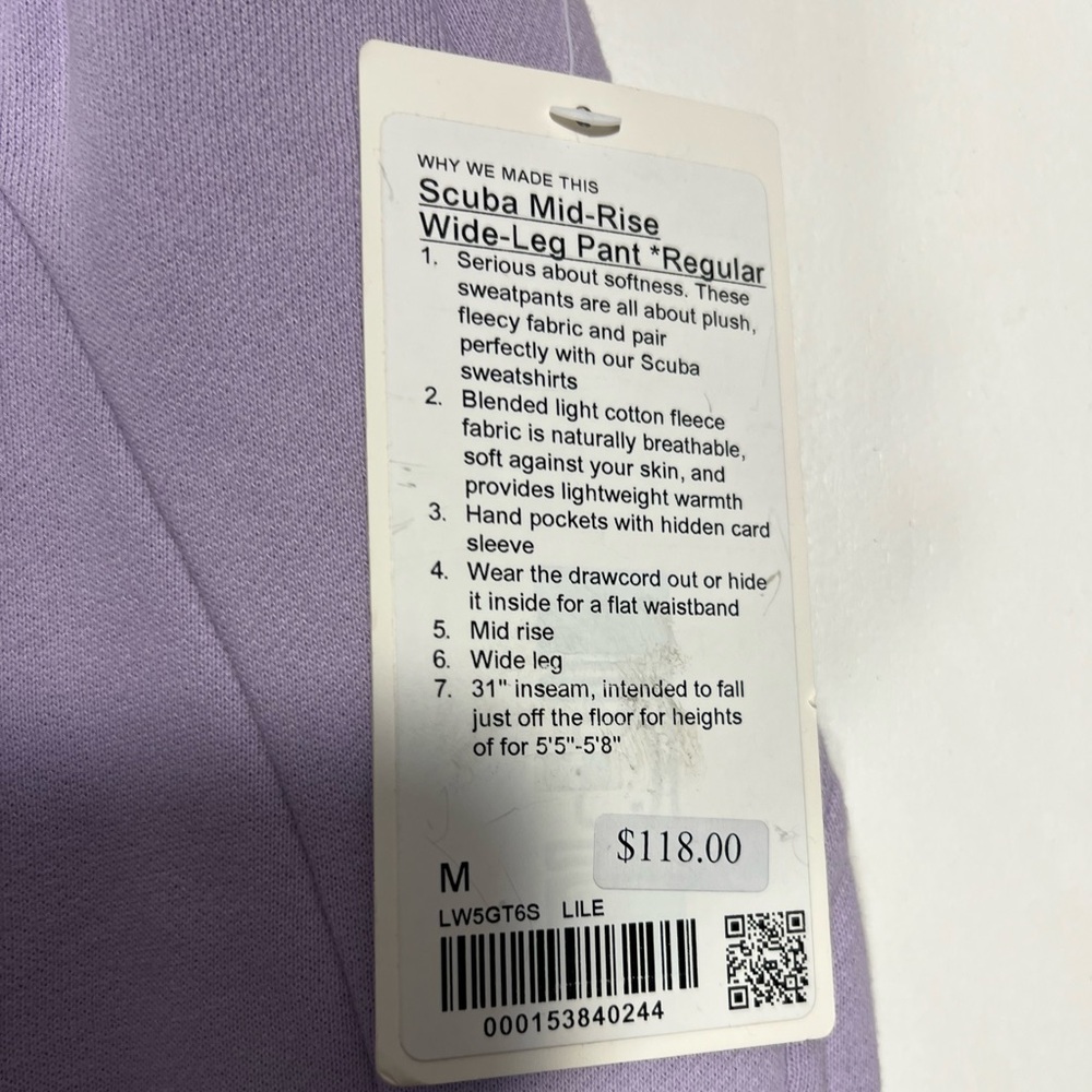 NWT Lululemon Scuba Mid-Rise Wide-Leg  Lilac Ethe Pant *Regular size M - Picture 8 of 13